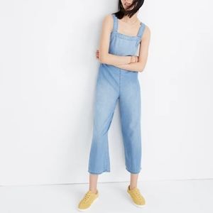 Madewell Apron Bow Back Denim Wide Leg Jumpsuit *rare*